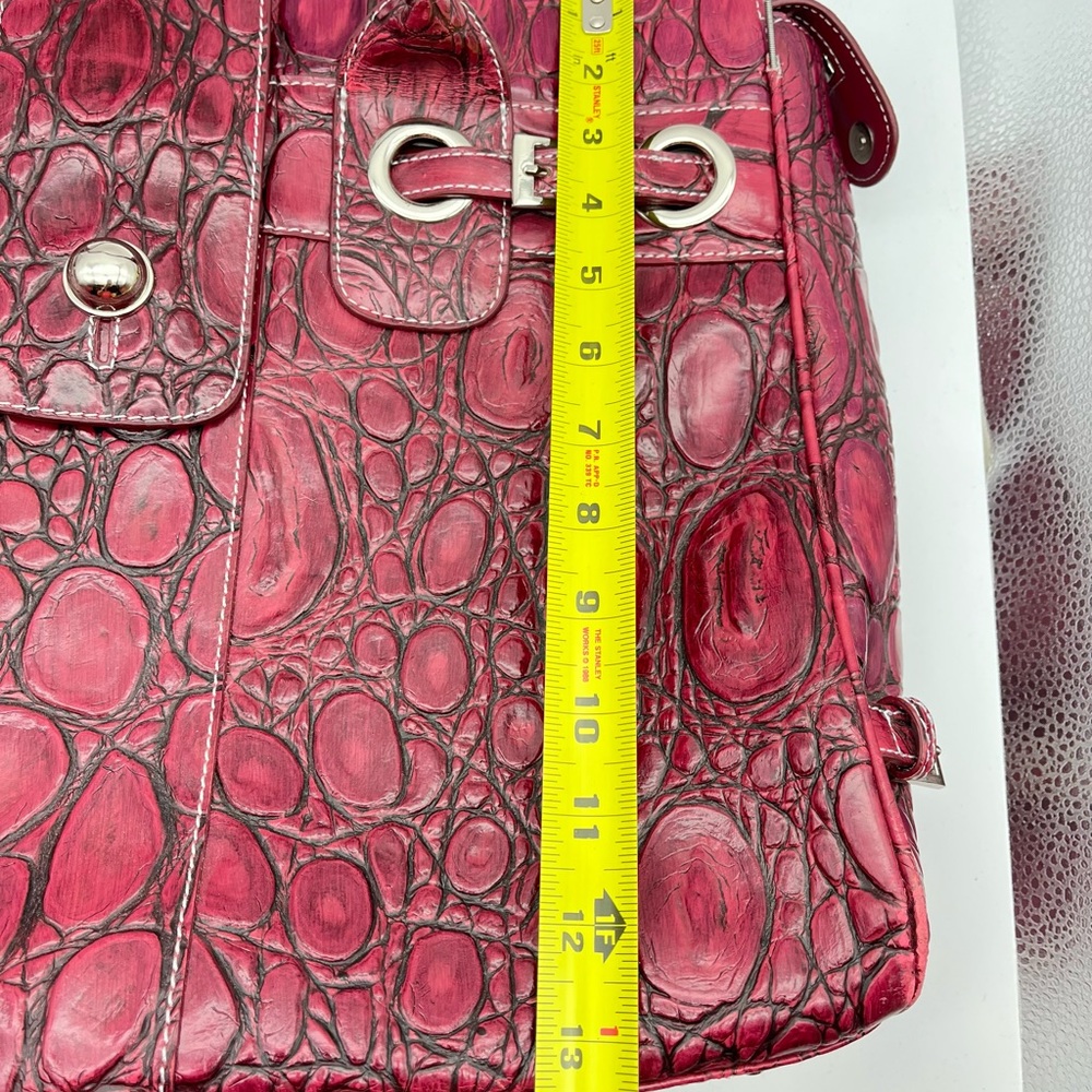 Large Charlie Lapson Leather Shoulder Bag Purse Burgundy size 16”x11” Laptop - Picture 13 of 16